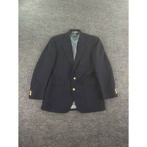 Vintage Stafford Blazer 42 L Blue Wool Premium University Golden Button Logo